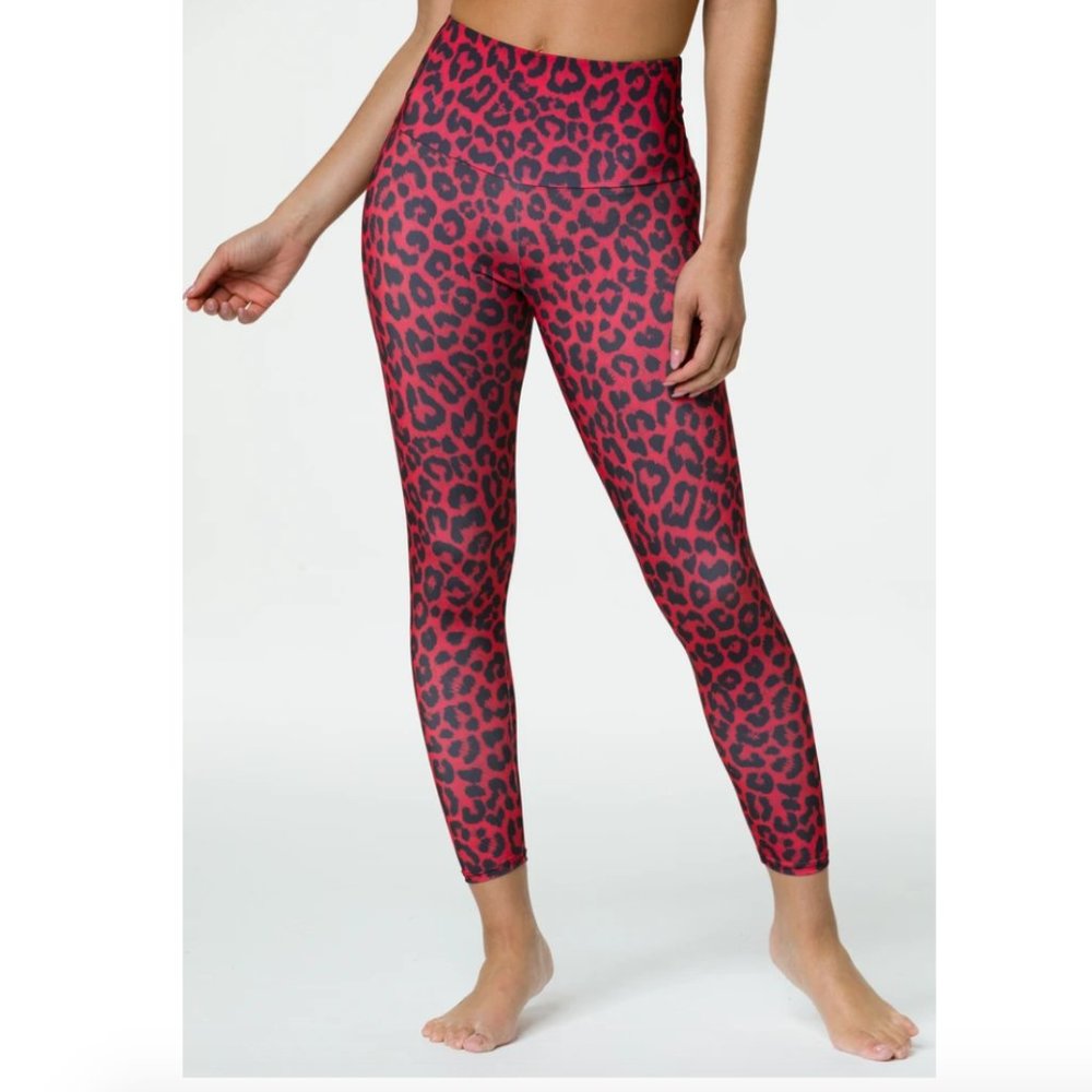 ONZIE Red Leopard HIGH BASIC MIDI LEGGING XS